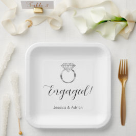 Aangepaste naam verbonden met Diamond Ring Engagem Papieren Bordje