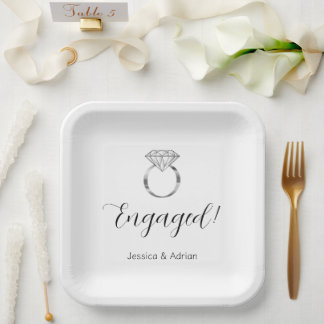 Aangepaste naam verbonden met Diamond Ring Engagem Papieren Bordje