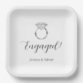 Aangepaste naam verbonden met Diamond Ring Engagem Papieren Bordje (Voorkant)