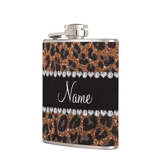 Aangepaste naam verbrand goudglittersplaat heupfles (Links)