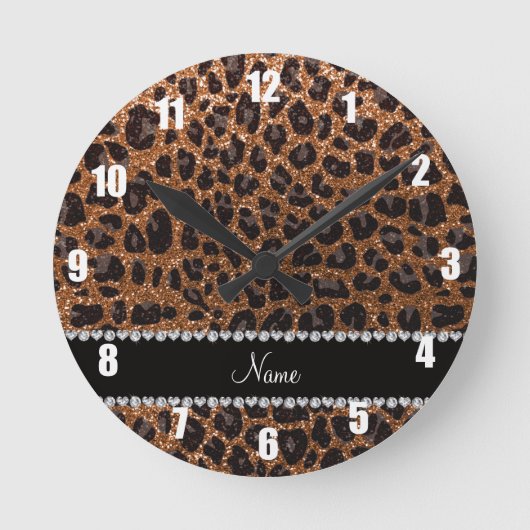 Aangepaste naam verbrand goudglittersplaat ronde klok (Voorkant)