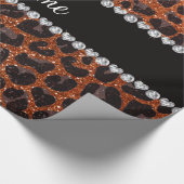Aangepaste naam verbrand oranje glittersplaat cadeaupapier (Hoek)
