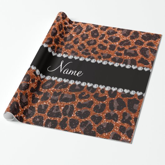 Aangepaste naam verbrand oranje glittersplaat cadeaupapier (Uitgerold)