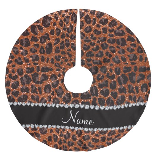 Aangepaste naam verbrand oranje glittersplaat kerstboom rok (Voorkant)