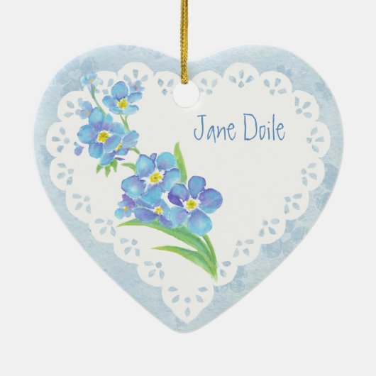 Aangepaste naam vergeten-me-niet-Waterverf ventila Keramisch Ornament (Achterkant)