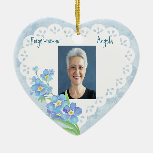 Aangepaste naam vergeten-me-niet-Waterverf ventila Keramisch Ornament (Voorkant)