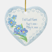 Aangepaste naam vergeten-me-niet-Waterverf ventila Keramisch Ornament (Achterkant)