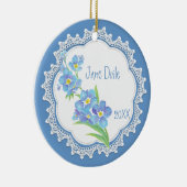 Aangepaste naam vergeten-me-niet-Waterverf ventila Keramisch Ornament (Rechts)