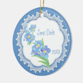 Aangepaste naam vergeten-me-niet-Waterverf ventila Keramisch Ornament (Links)