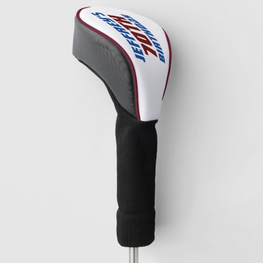 Aangepaste naam Verjaardag Blauw en Bourgondië Golfheadcover (Schuin)