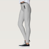 Aangepaste naam verjaardag glans zilver zwart mono leggings (Links)