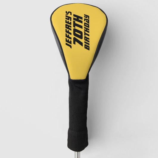 Aangepaste naam Verjaardag Goud en Zwart Golfheadcover (Voorkant)