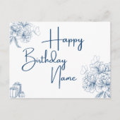 Aangepaste Naam Verjaardag Groet - Bloemen & Vlind Briefkaart (Voorkant)