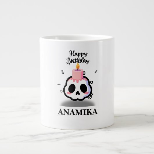 Aangepaste naam verjaardag grote koffiekop (Voorkant)