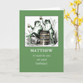 Aangepaste Naam Verjaardag Kikkers met Bier Kaart (Gele Bloem)