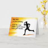 Aangepaste naam Verjaardag Man Running Sunburst Te Kaart (Gele Bloem)