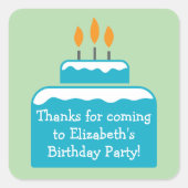 Aangepaste Naam Verjaardag Party Cake Modern Favor Vierkante Sticker (Voorkant)