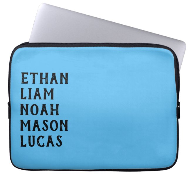Aangepaste naam verticale minimale tekst ontwerp laptop sleeve (Voorkant)