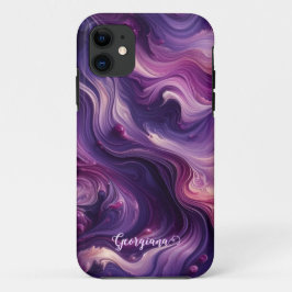 Aangepaste naam Vibrant Paarse gegoten verffect Case-Mate iPhone Case