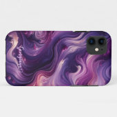 Aangepaste naam Vibrant Paarse gegoten verffect Case-Mate iPhone Case (Achterkant (horizontaal))