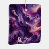 Aangepaste naam Vibrant Paarse gegoten verffect Keramisch Ornament (Rechts)