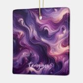 Aangepaste naam Vibrant Paarse gegoten verffect Keramisch Ornament (Links)