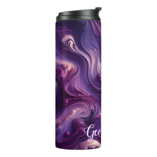 Aangepaste naam Vibrant Paarse gegoten verffect Thermosbeker (Gedraaid links)