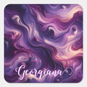 Aangepaste naam Vibrant Paarse gegoten verffect Vierkante Sticker