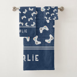 Aangepaste naam videogamerpatroon bad handdoek