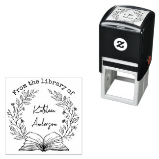 Aangepaste naam Vintage bloemenkrans Boek Club  Zelfinktende Stempel