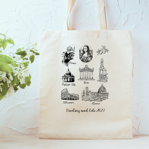 Aangepaste naam Vintage Italië reis cadeau Tote Bag
