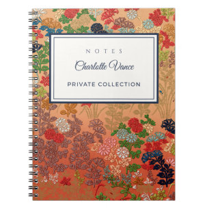 Aangepaste naam Vintage Japanse bloemkunst Notitieboek