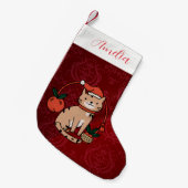 Aangepaste naam Vintage kat Elegante Kerstmis Kleine Kerstsok (Voorkant (Hangend))