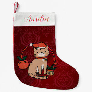 Aangepaste naam Vintage kat Elegante Kerstmis Kleine Kerstsok