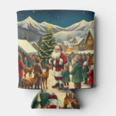 Aangepaste naam Vintage Kerst Illustratie Blikjeskoeler (Achterkant)