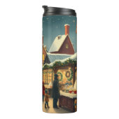 Aangepaste naam Vintage Kerst Illustratie Thermosbeker (Geroteerd rechts)