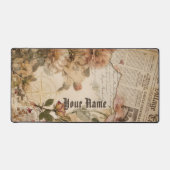 Aangepaste naam Vintage krant bloemrijke esthetiek Bureaumat (Voorkant)