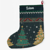 Aangepaste Naam - Vintage Nostalgische Breistijl Grote Kerstsok (Achterkant)