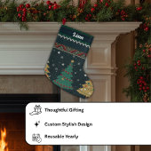 Aangepaste Naam - Vintage Nostalgische Breistijl Grote Kerstsok