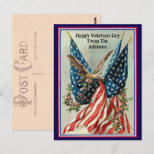 Aangepaste naam Vintage Veteranendag Patriottische Briefkaart