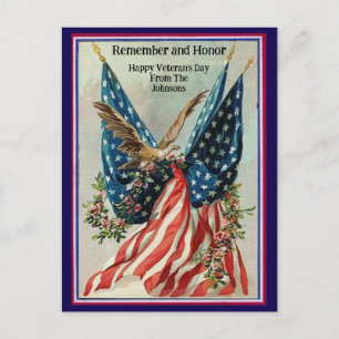 Aangepaste naam vintage Veteranendag patriottische Briefkaart