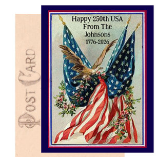 Aangepaste naam vintage vierde juli patriottische briefkaart