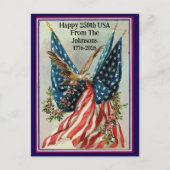Aangepaste naam vintage vierde juli patriottische  briefkaart (Voorkant)