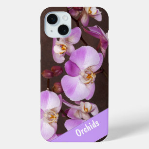 Aangepaste naam Violet White Orchid Close-up foto iPhone 15 Mini Hoesje
