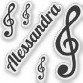 Aangepaste naam Vioolsleutel Muzieknote Cool Muzik Sticker (Voorkant)