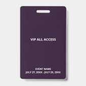 Aangepaste naam VIP All Access Pass Badge (Achterkant)