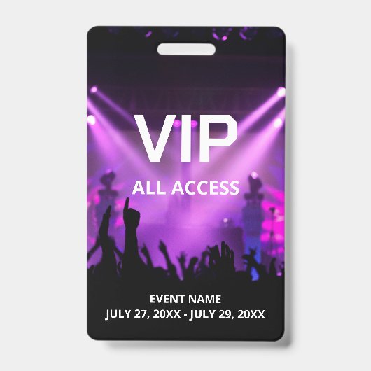Aangepaste naam VIP All Access Pass Badge (Voorkant)