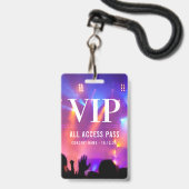 Aangepaste naam VIP All Access Pass Concert Badge (Voorzijde met lanyard)