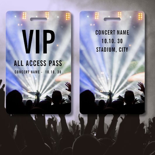 Aangepaste naam VIP All Access Pass Concert Badge