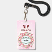 Aangepaste naam VIP All Access Pass Floral Badge R (Voorzijde met lanyard)